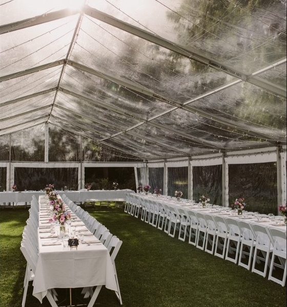 Marquee Structure 10m width – Clear Roof